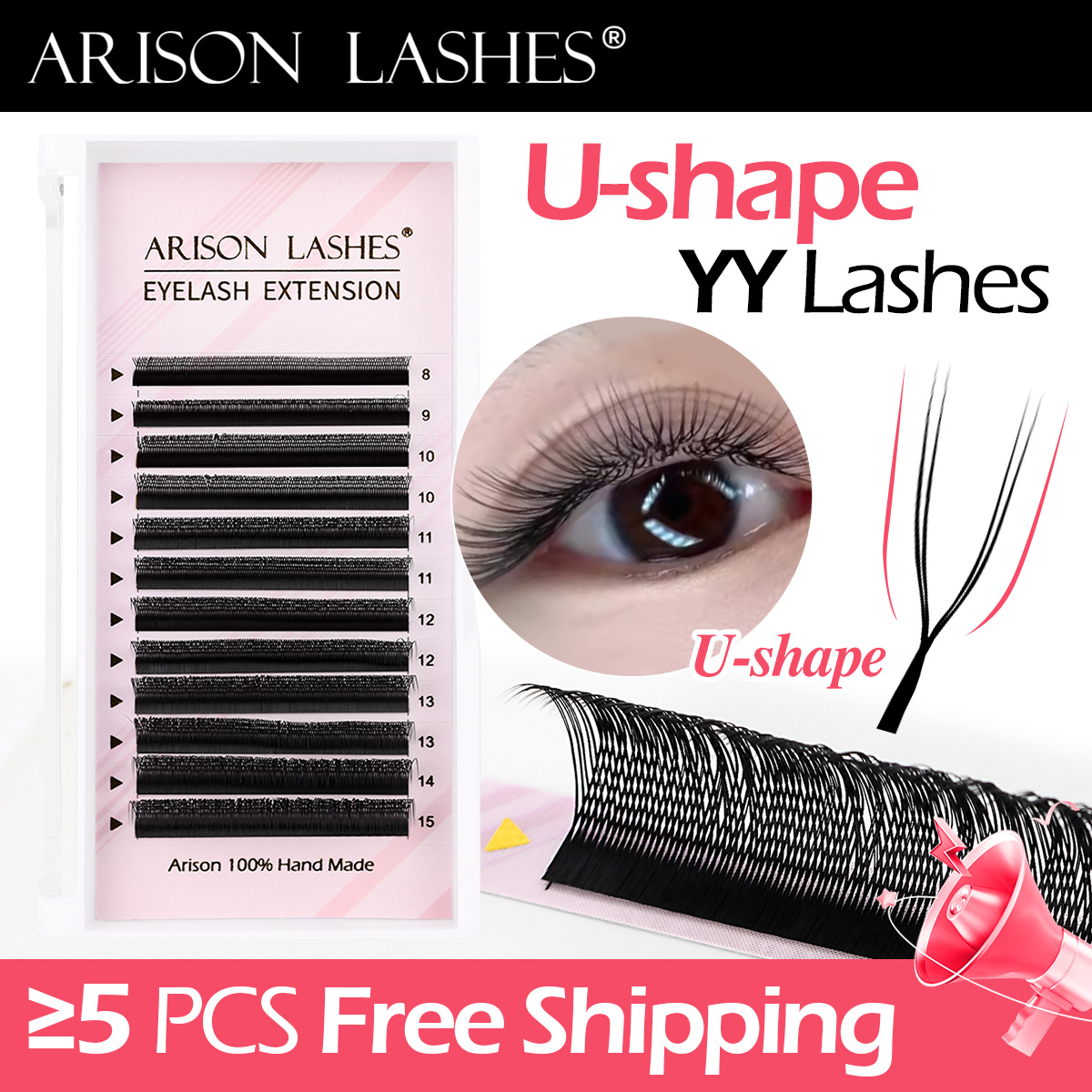 Eyelash Extension Double Volume - ARISON U-şekli YY Kirpikler Çift Uçlu