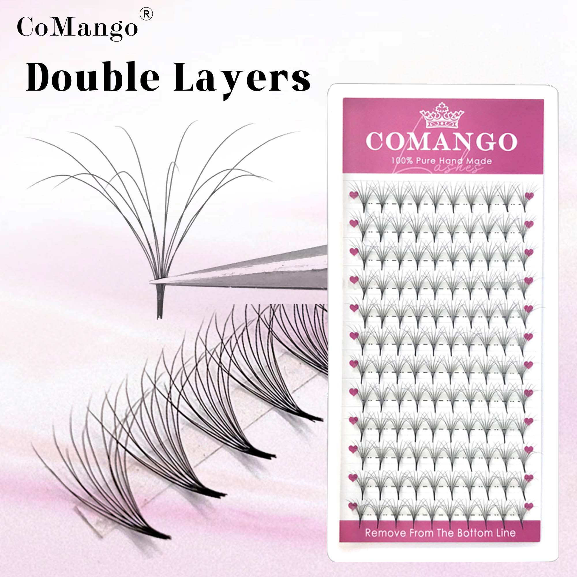 Eyelash Extension Double Volume - COMANGO Güzel Çift Katmanlı Kabarık Hazır