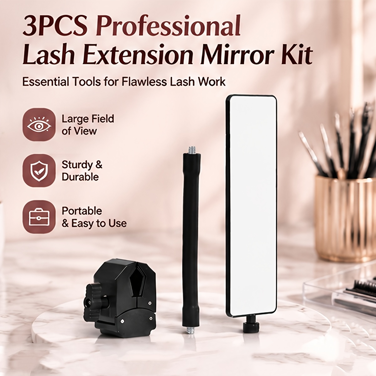 Lash Tray Organizer - 3 adet profesyonel kirpik uzatma ayna
